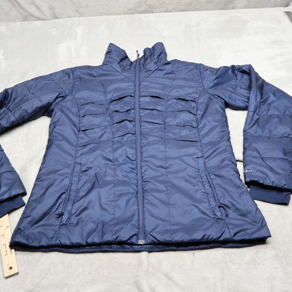 Columbia Jacket Womens Large Blue Omni-Heat Insulated Full Zip Winter Puffer